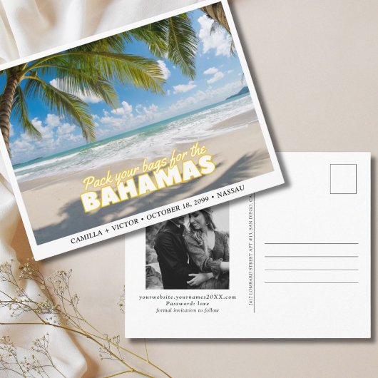 Bahamas Wedding Island Save the Date Postcard Postkarte