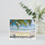 Bahamas Wedding Island Save the Date Postcard Postkarte (Stehend Vorderseite)