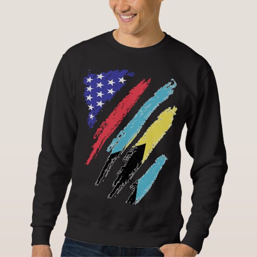 Bahamian American Patriot Grown Heart Flag Streife Sweatshirt (Vorderseite)