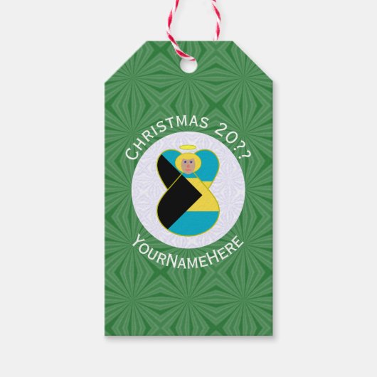 Bahamian Blonde Angel Weihnachtsflagge Personalisi Geschenkanhänger (Vorderseite)