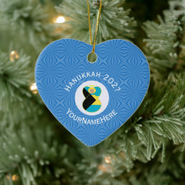 Bahamian Flag Angel Hanukkah Blonde Keramik Ornament