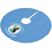 Bahamian Flag Angel Hanukkah Blonde Polyester Weihnachtsbaumdecke (Schrägansicht)