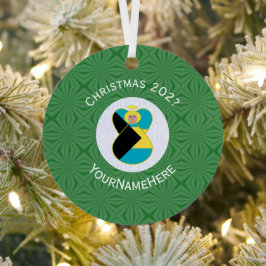 Bahamian Flag Blonde Angel Weihnachtsnachtsjahr Ornament Aus Metall