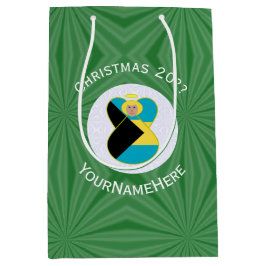 Bahamian Flag Weihnachtsblonde Angel Personalisier Mittlere Geschenktüte