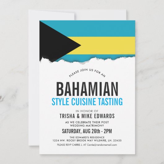 Bahamian Themed Cuisine | Party Flag Einladung Wei (Vorderseite)