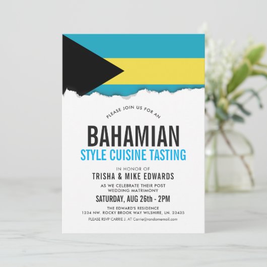 Bahamian Themed Cuisine | Party Flag Einladung Wei (Stehend Vorderseite)