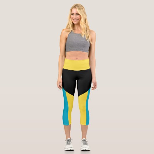 Bahamianische Flagge Capri Leggings (Vorderseite)