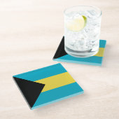 Bahamianische Flagge Glasuntersetzer (Schrägansicht)