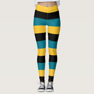 Bahamische Nationalflagge Farben Horizontal Gestre Leggings
