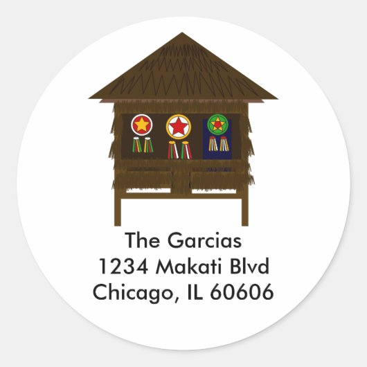 Bahay Kubo Adressetikett Runder Aufkleber (Vorderseite)