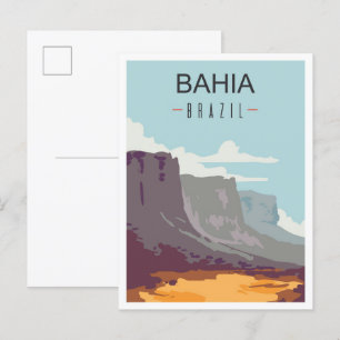 Bahia Brasil Kunst Vintage Reise Illustration Postkarte