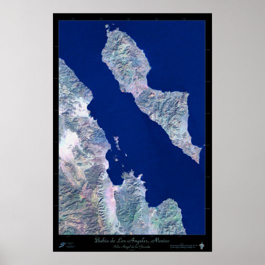Bahia de Los Angeles, B.C., Mexiko-Satellitenposte Poster (Vorne)