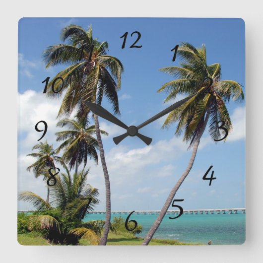 Bahia Honda Staat Park Florida Keys Quadratische Wanduhr (Vorderseite)