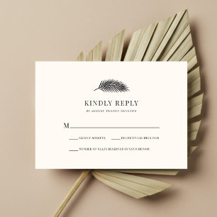 Bahia Minimal Palm Leaf Tropical Wedding RSVP Karte