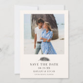 Bahia Minimal Palm Leaf Wedding Foto Save The Date (Vorderseite)