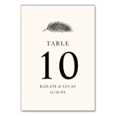 Bahia Minimal Palm Leaf Wedding Tischnummer (Rückseite)