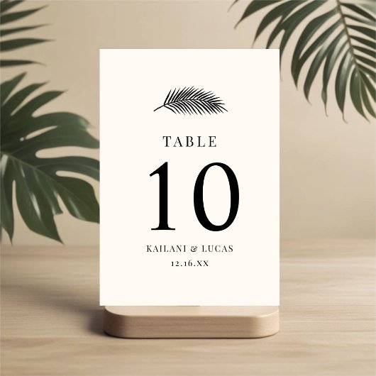 Bahia Minimal Palm Leaf Wedding Tischnummer