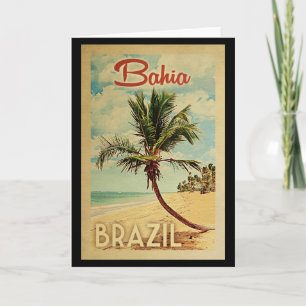 Bahia Palm Tree Vintage Travel Karte