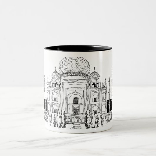 Bahn durch Taj Mahal Zweifarbige Tasse (Mittel)