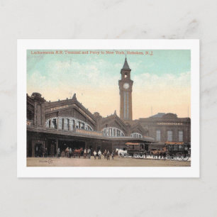 Bahn & Fähre Terminal, Hoboken, NJ 1912 Vintag Postkarte