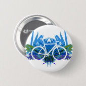 Bahn-Fahrrad auf Blau/Grün Button (Vorne & Hinten)