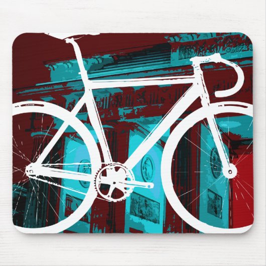 Bahn-Fahrrad Berlin - rotes Blau Mousepad (Vorne)