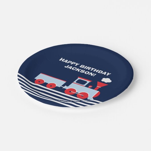 Bahn-Geburtstagspalette 7" Pappteller (Schrägansicht)