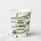 Bahn-Kids-Zug & Tracks-Papiertasse Pappbecher (Rückseite)