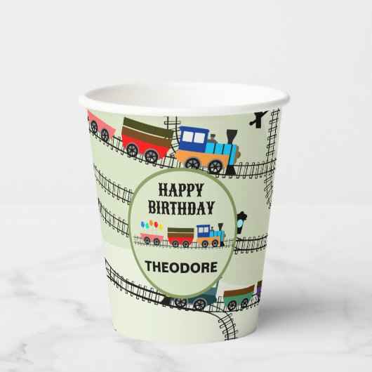 Bahn-Kids-Zug & Tracks-Papiertasse Pappbecher (Vorderseite)