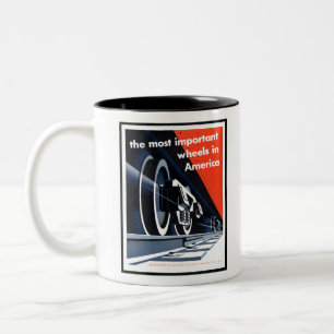 Bahn Kunst Vintage Foto Bahnbetrieb und Bergstatio Zweifarbige Tasse