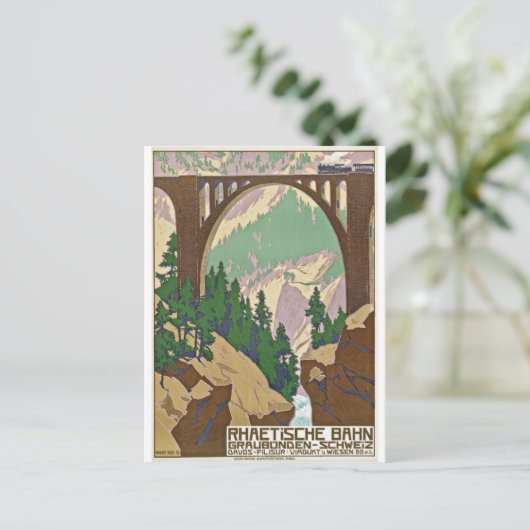 Bahn über die Brücke, Graubünden, Schweiz Postkarte (Stehend Vorderseite)