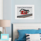 Bahnbahndepot - Text am oberen Druckplakat Foliendrucke (In Situ (Schlafzimmer))