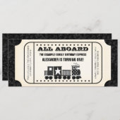 Bahnfahrkarte Geburtstagsparty Einladung (Vorne/Hinten)