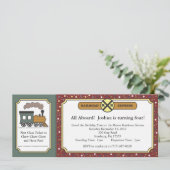 Bahnfahrkarte laden - antikes Weihnachten ein Einladung (Stehend Vorderseite)