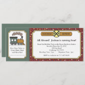 Bahnfahrkarte laden - antikes Weihnachten ein Einladung (Vorne/Hinten)