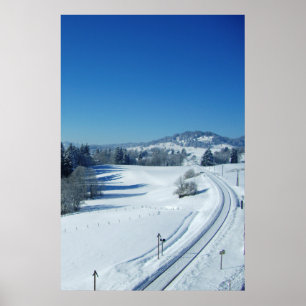 Bahngleise durch Schnee Poster