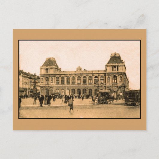 Bahnhof Brüssel, Horsecar Postkarte (Vorderseite)