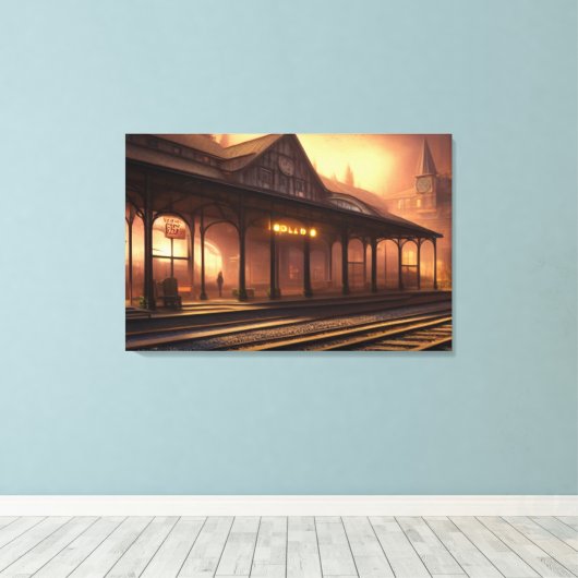 Bahnhof Canvas Print Leinwanddruck (Insitu (Holzboden))