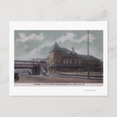 Bahnhof Chicago & Northwestern Postkarte (Vorderseite)