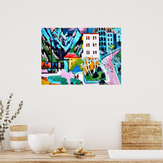 Bahnhof Davos, Ernest Ludwig Kirchner Gemälde Poster (Küche)