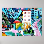 Bahnhof Davos, Ernest Ludwig Kirchner Gemälde Poster (Vorne)