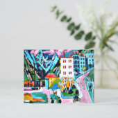 Bahnhof Davos, Ernest Ludwig Kirchner Gemälde Postkarte (Stehend Vorderseite)