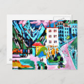 Bahnhof Davos, Ernest Ludwig Kirchner Gemälde Postkarte (Vorne/Hinten)