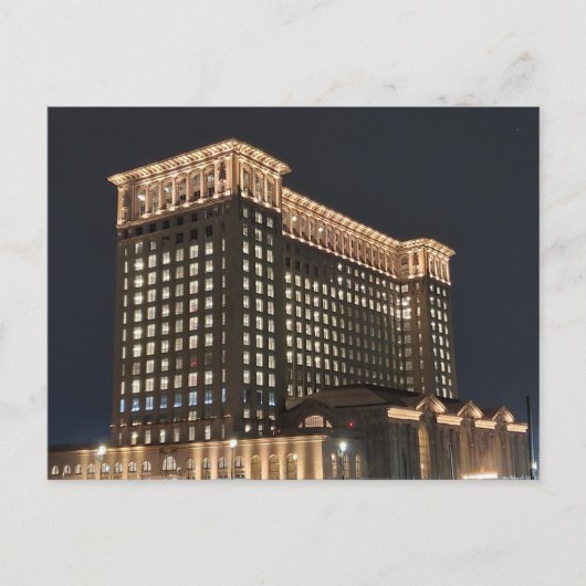 Bahnhof Detroit in der Nacht Postkarte (Vorderseite)