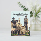 Bahnhof Dunedin Neuseeland Postkarte (Stehend Vorderseite)