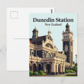 Bahnhof Dunedin Neuseeland Postkarte (Vorne/Hinten)