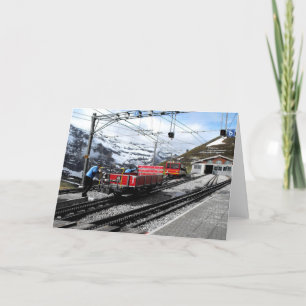 Bahnhof Kleine Scheidegg in der Schweiz Feiertagskarte