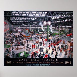 BAHNHOF LONDON WATERLOO JAHRHUNDERT 1947 POSTER