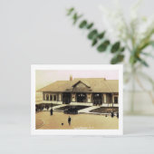 Bahnhof, Long Beach, Long Island, NY Vintage Postkarte (Stehend Vorderseite)