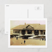 Bahnhof, Long Beach, Long Island, NY Vintage Postkarte (Vorne/Hinten)